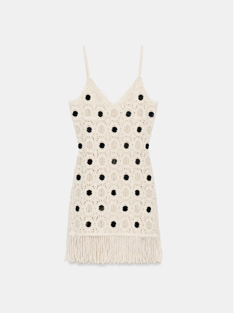 ZARA FRINGED MIRROR KNIT DRESS - Picture 4 of 6